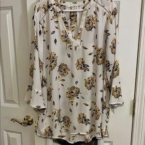 Floral Print Women's Top - White and Yellow